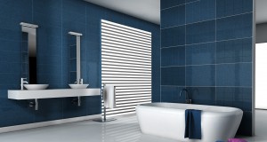 Salle de bain moderne bleue